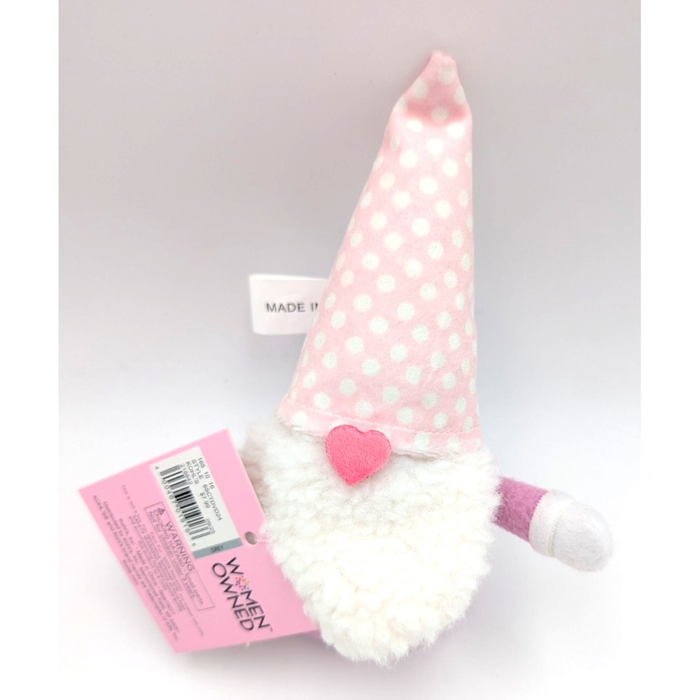 Women owned Valentines Day Small Plush Gnome 7" pink Holiday Desktop Decor